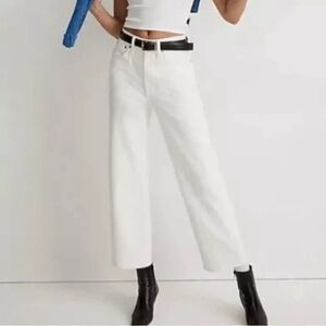 Madewell The Perfect Vintage Wide-Leg Crop Jean White Size 33 Women’s Cotton
